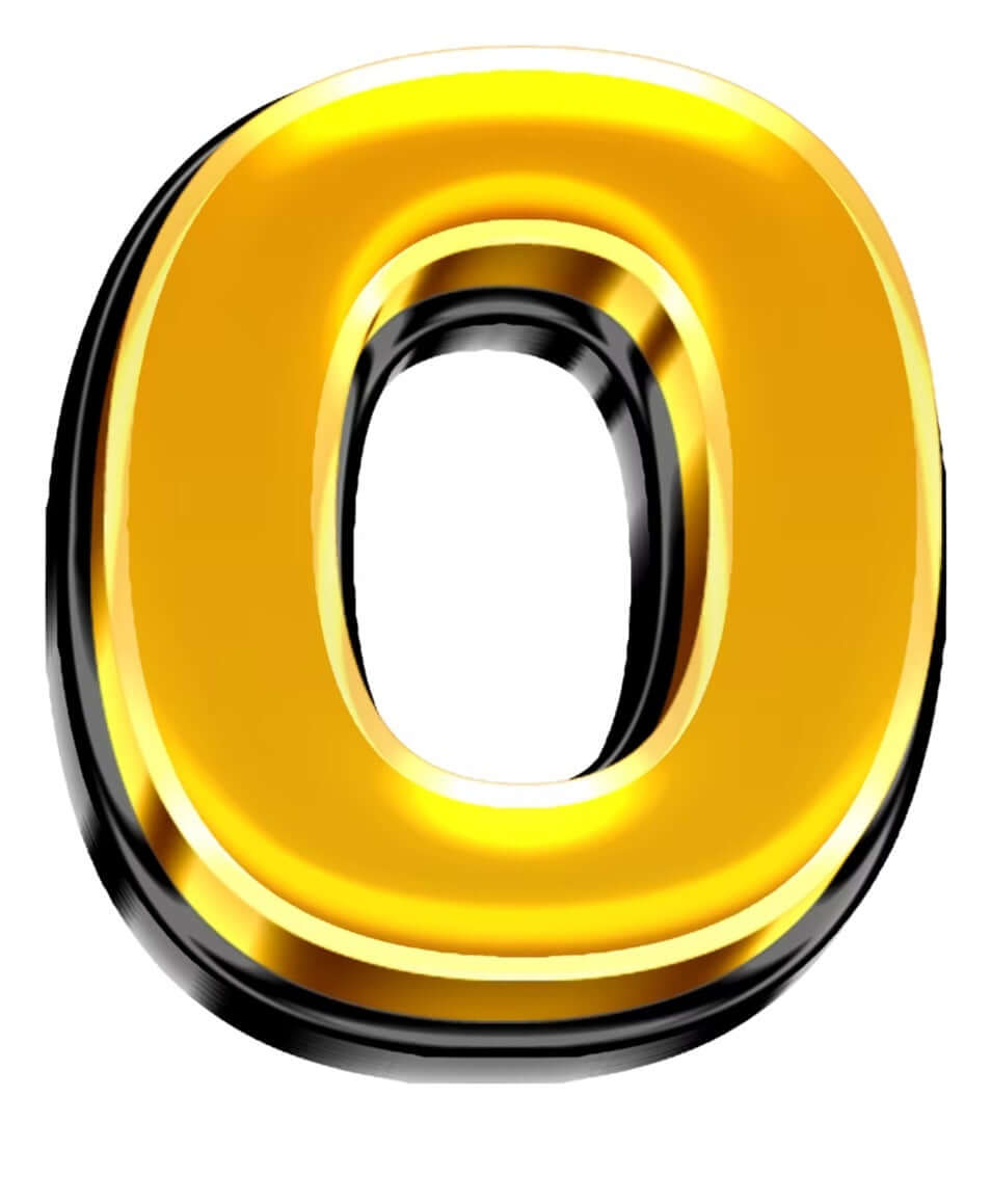 Number 0 (zero) in bright gold, 15" long photo booth props, anti-glare, high quality for stunning photos.