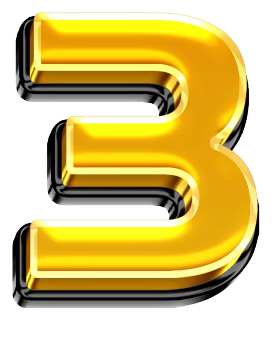 Number 3 bright gold photo booth props for parties, 6mm thick and 15" long, perfect for amazing photos.