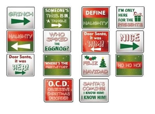 Ultimate Christmas 7 piece Collection - Photo Booth Sign Props Double Sided