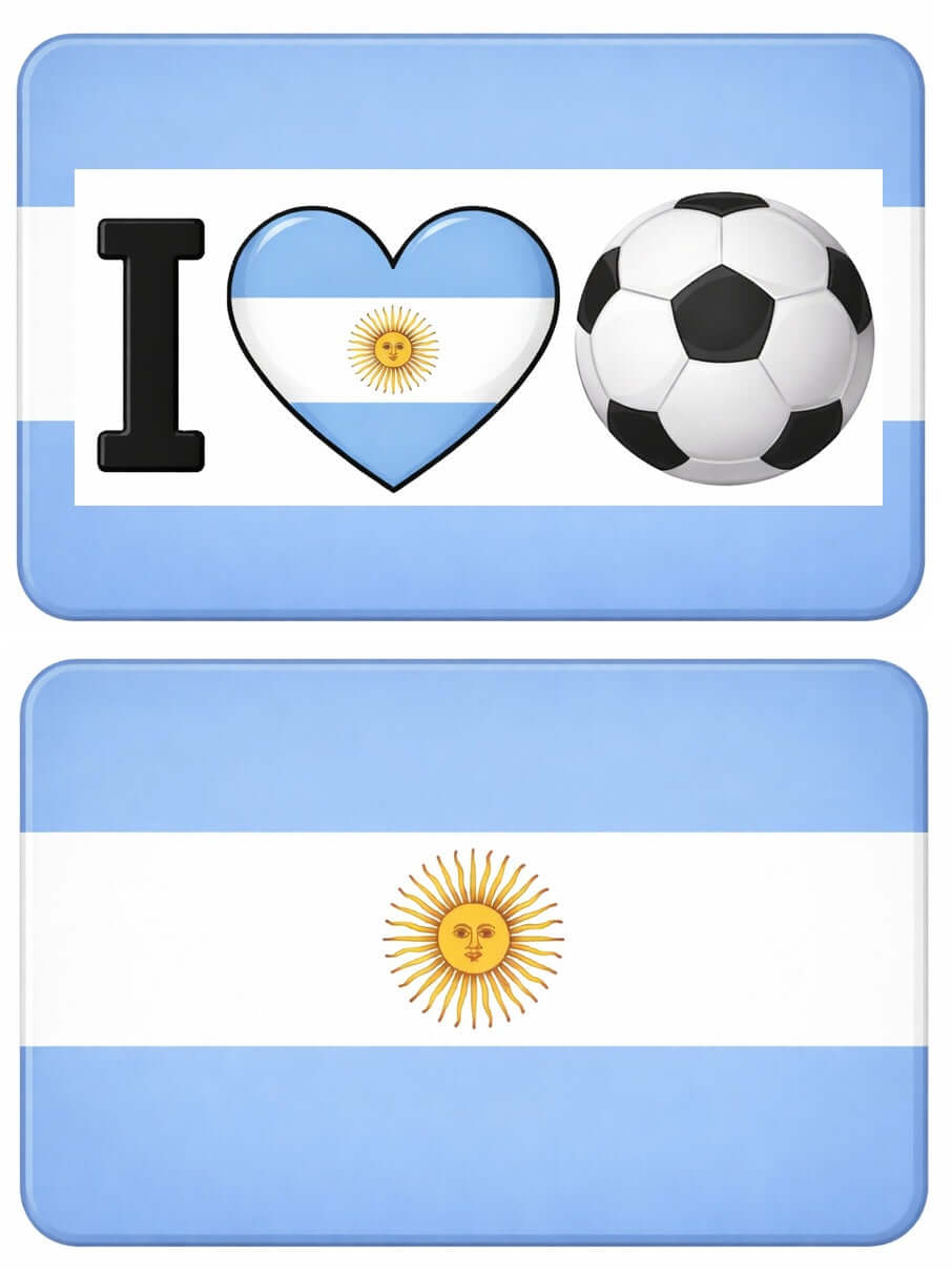 Soccer Argentina photo booth props, double sided design featuring soccer ball and Argentina flag.