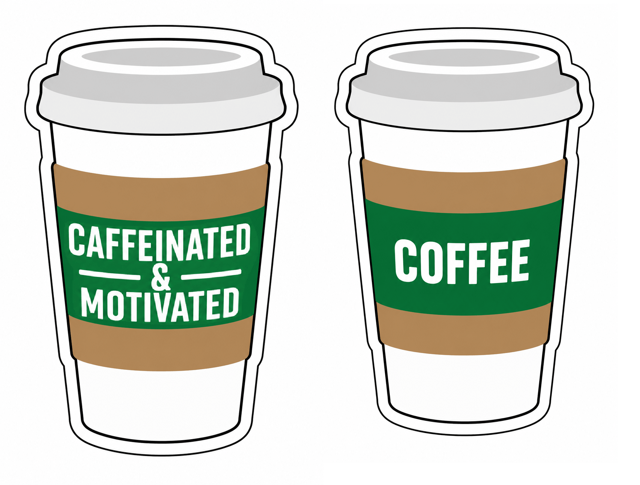 Coffee Cup PVC Photo Booth Prop 12 Inch Double Sided with caffeinated and motivated design.