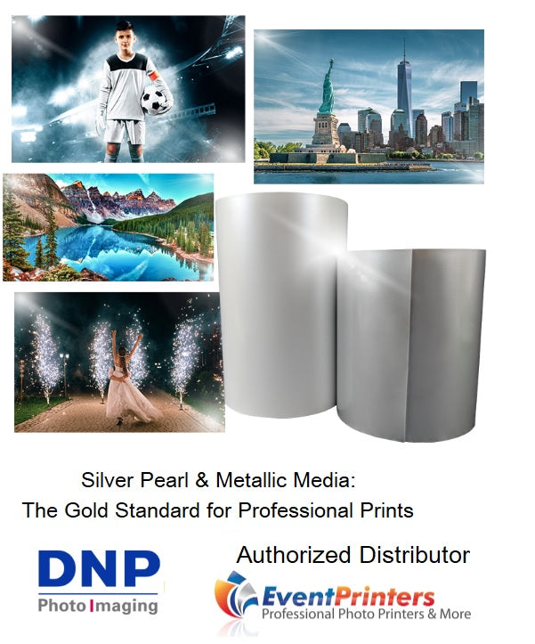 DNP Silver Pearl and Metallic Media for professional prints, showcasing vibrant colors and stunning finishes.