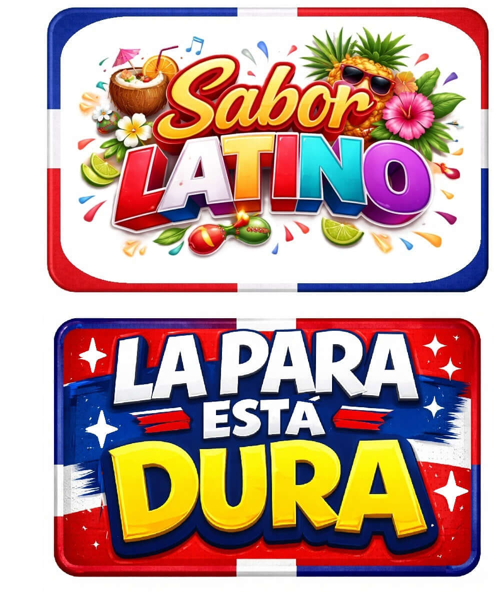 SPANISH DOMINICANO Collection - Photo Booth Sign Props in Spanish - Set of 5 - Double sided (Copy) with colorful designs.