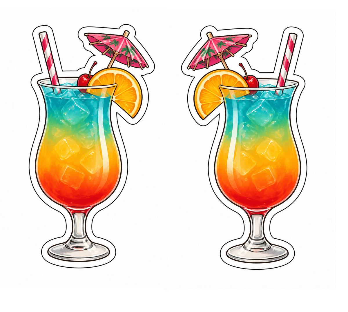 Ultimate Drinks Set Photo Booth Props featuring vibrant festive drink designs with umbrellas and fruit garnishes.