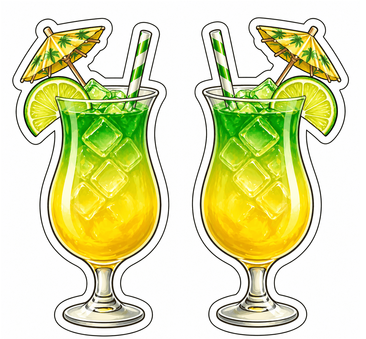 Ultimate Drinks Set Photo Booth Props featuring vibrant cocktail glasses with umbrellas and lime slices.