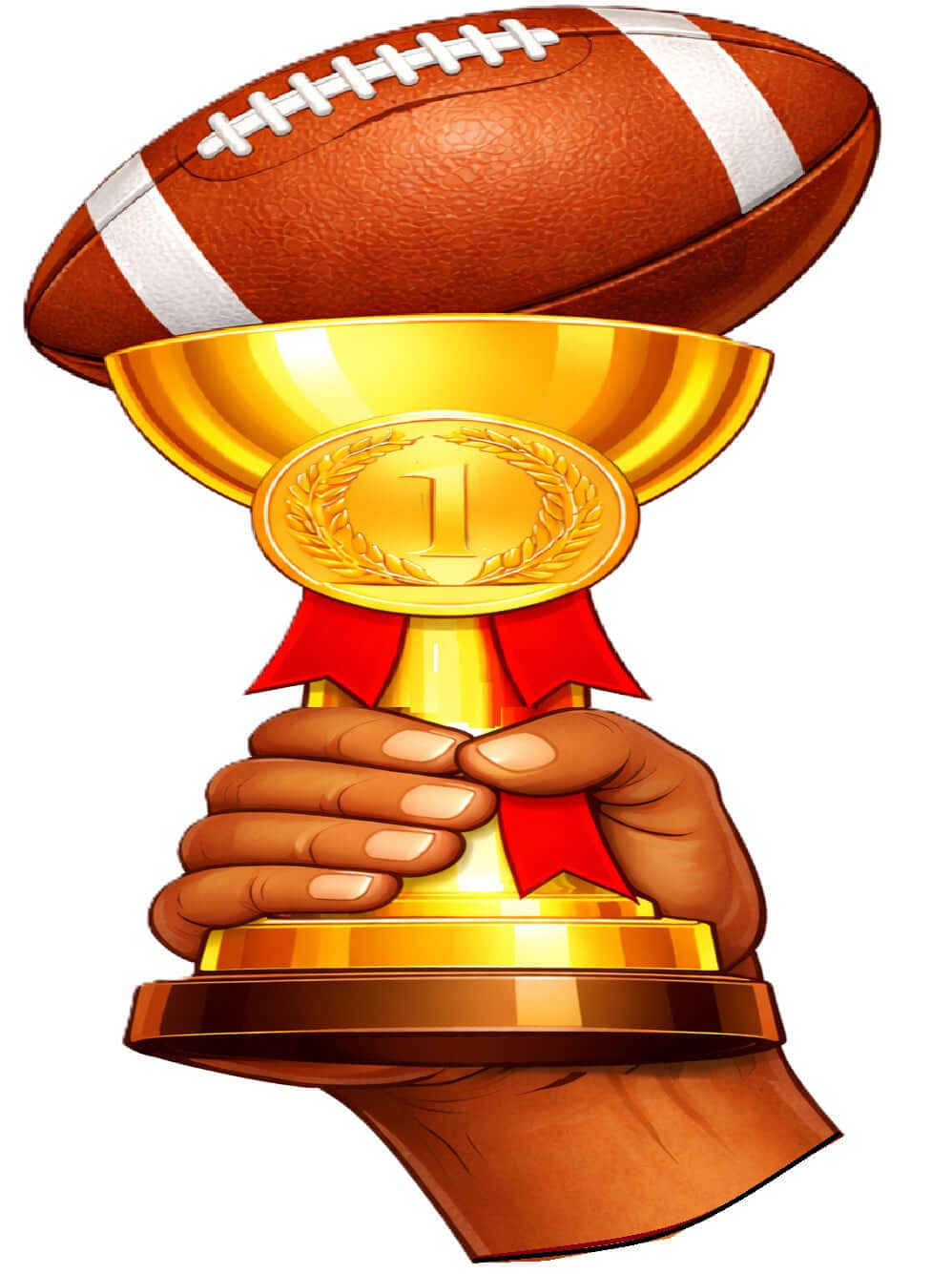 Colorful Football Prop Set with trophy and football for photo booth props, perfect for fun parties.