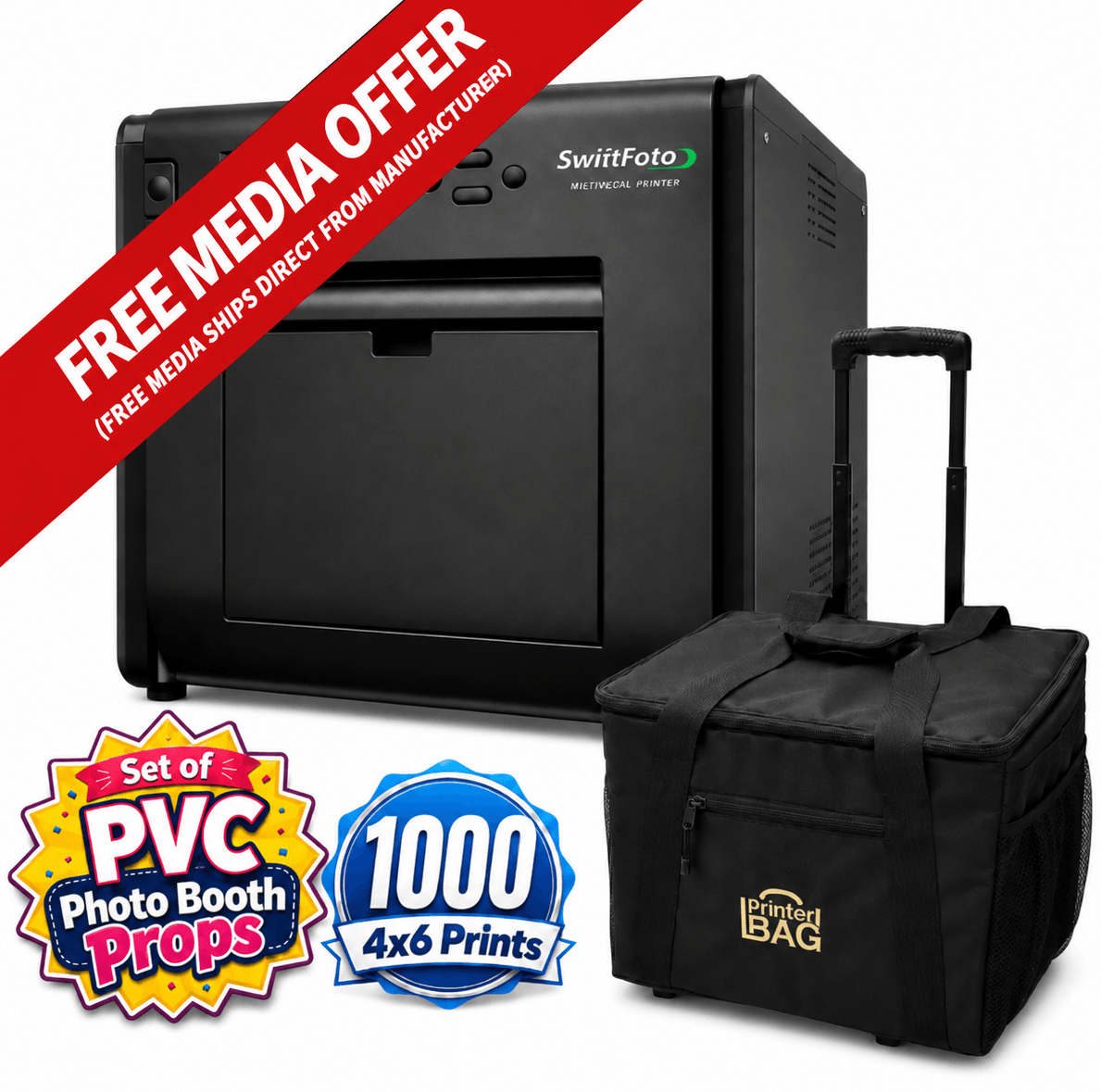 View details for SwiftFoto KSF-10R Multimedia Printer Bundle with 1000 Prints, Set of Props & Rolling Case SwiftFoto KSF-10R Multimedia Printer