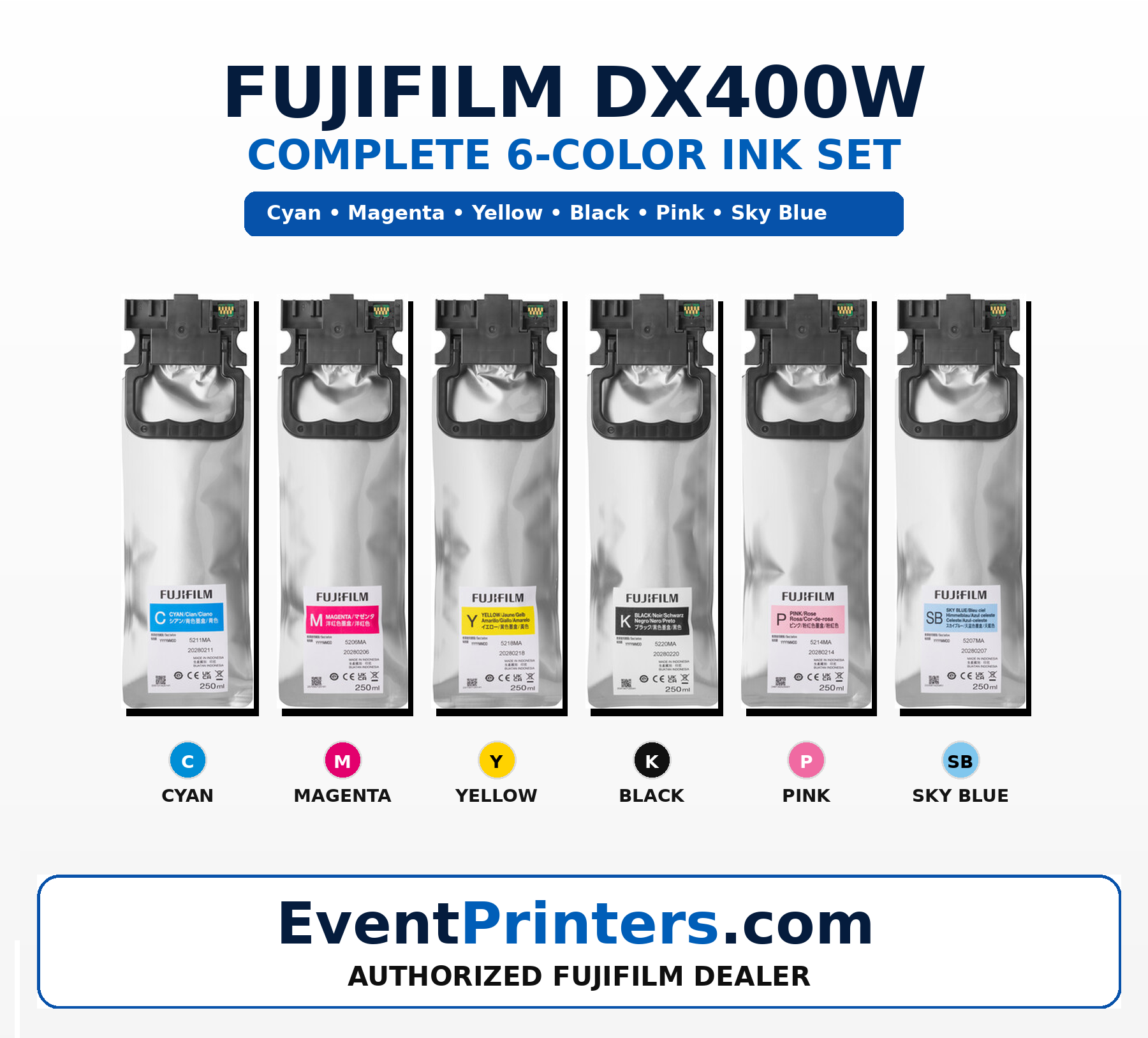 Fujifilm DX400W INK SET 6 colors pouches for Fuji Frontier Dry lab