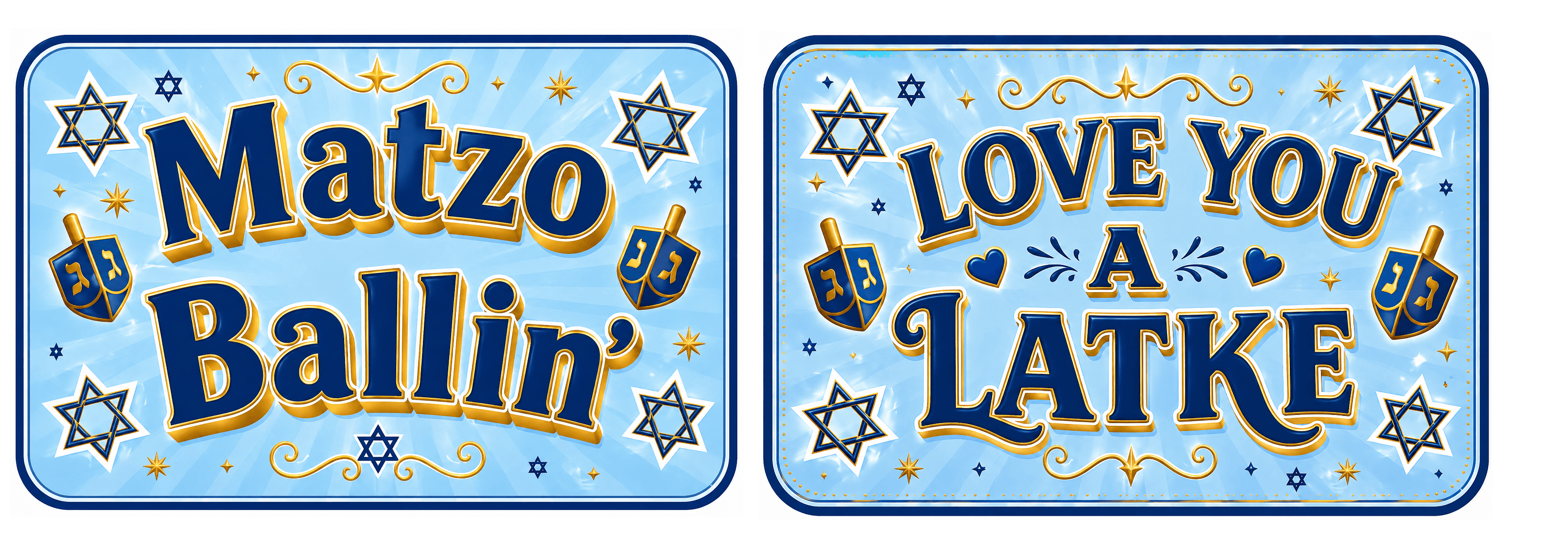 Hanukkah - Photo Booth Sign Props . Set of5 - Double Sided featuring Matzo Ballin' and Love You A Latke designs.