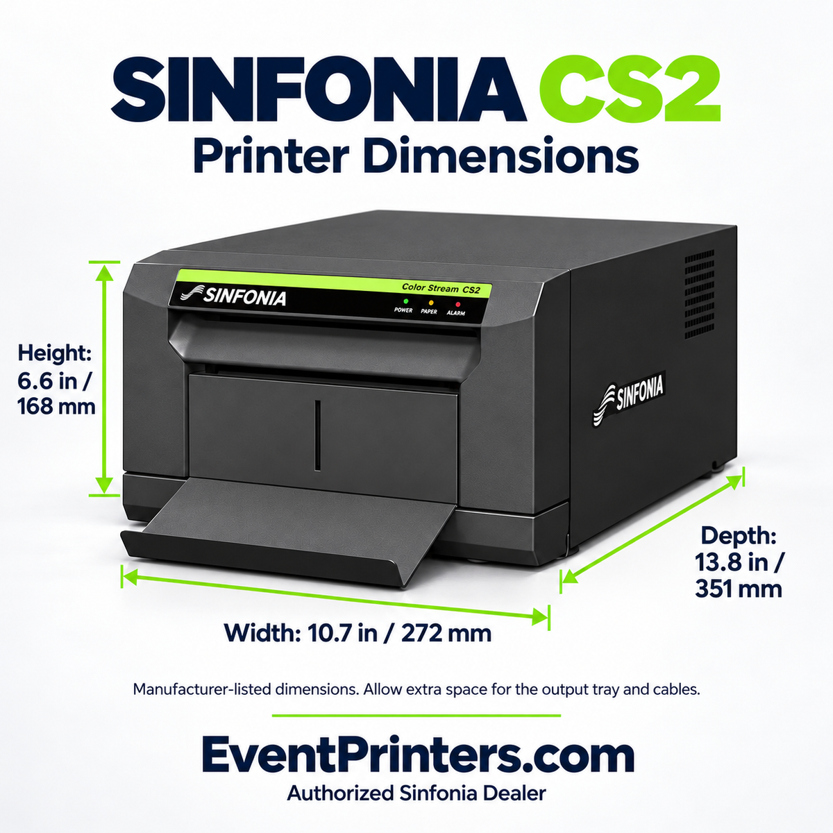 Sinfonia CS2 printer dimensions