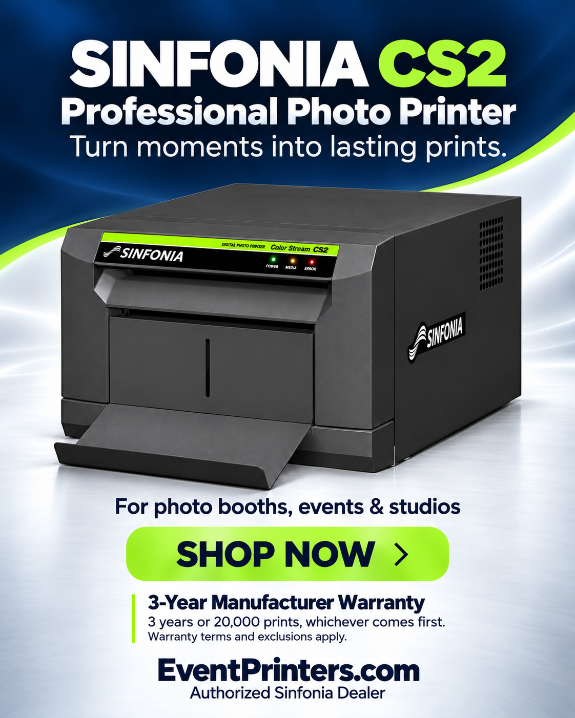 Sinfonia CS2 printer for photo booth and events