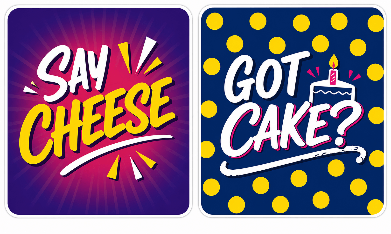 Ultimate Birthday Set Photo Booth Props featuring colorful Say Cheese and Got Cake? designs.