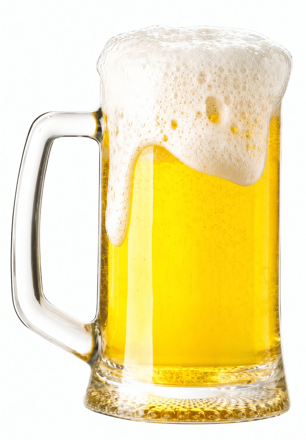 Beer Mug PVC Photo Booth Prop 10 Inch Double Sided For Parties - Beer with foam in a clear glass mug.