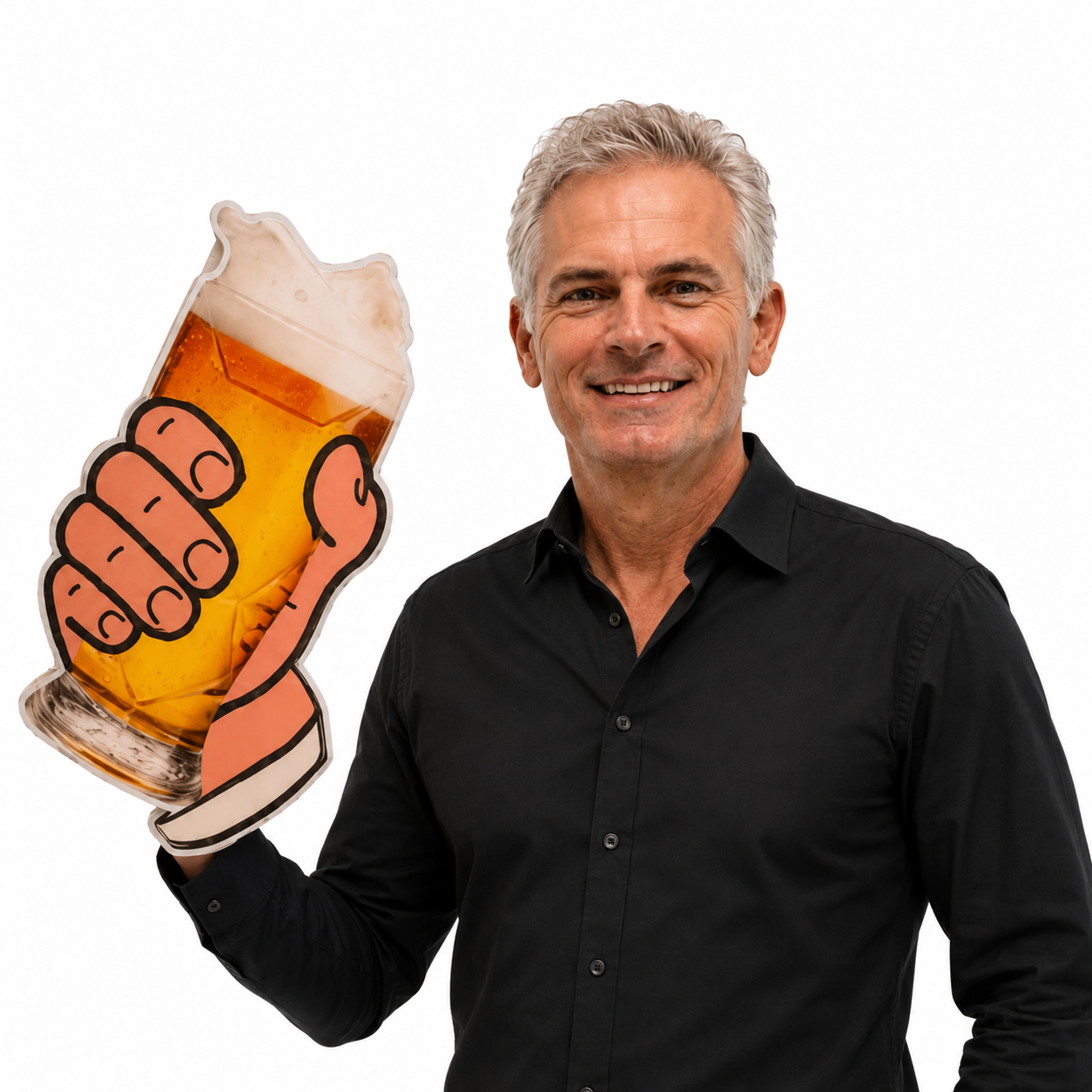 Big oversized hand Beer with Pop Socket holder