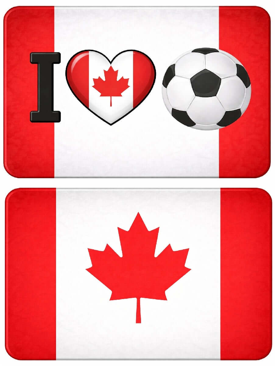 Soccer Canada double sided photo booth props featuring Canadian flag and soccer ball designs.