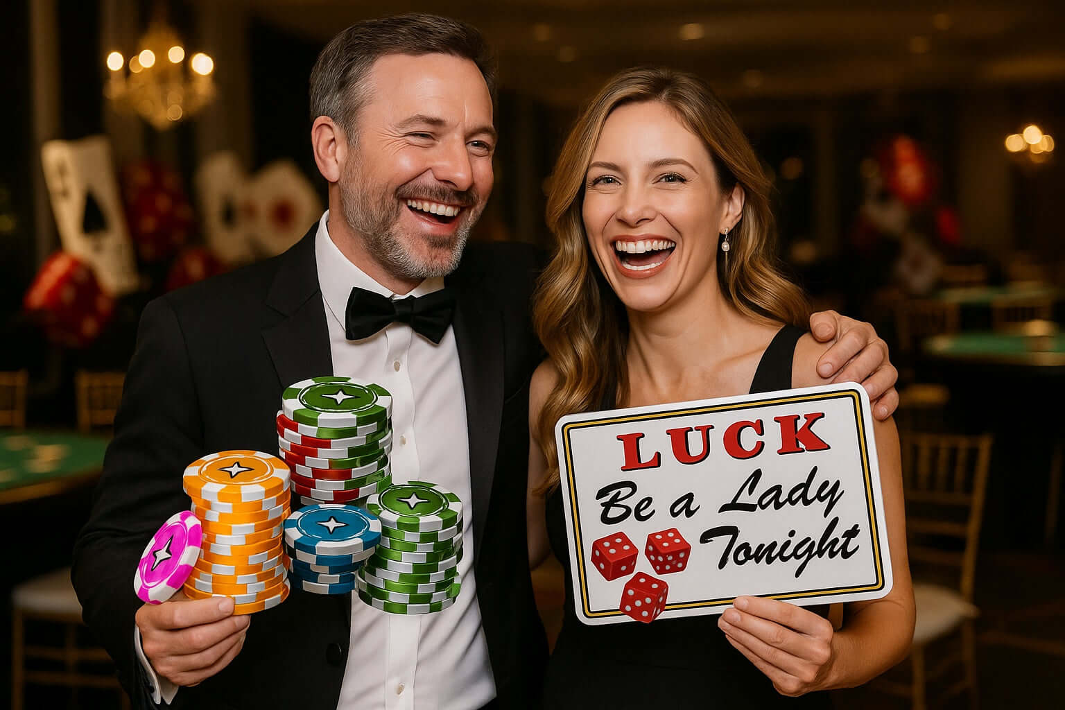 Casino Night Photo Booth Prop Set - 5 pieces