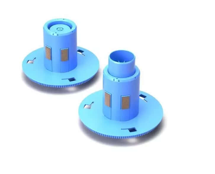 Mitsubishi D70 spool set featuring male and female spools in blue color for D70 media application.