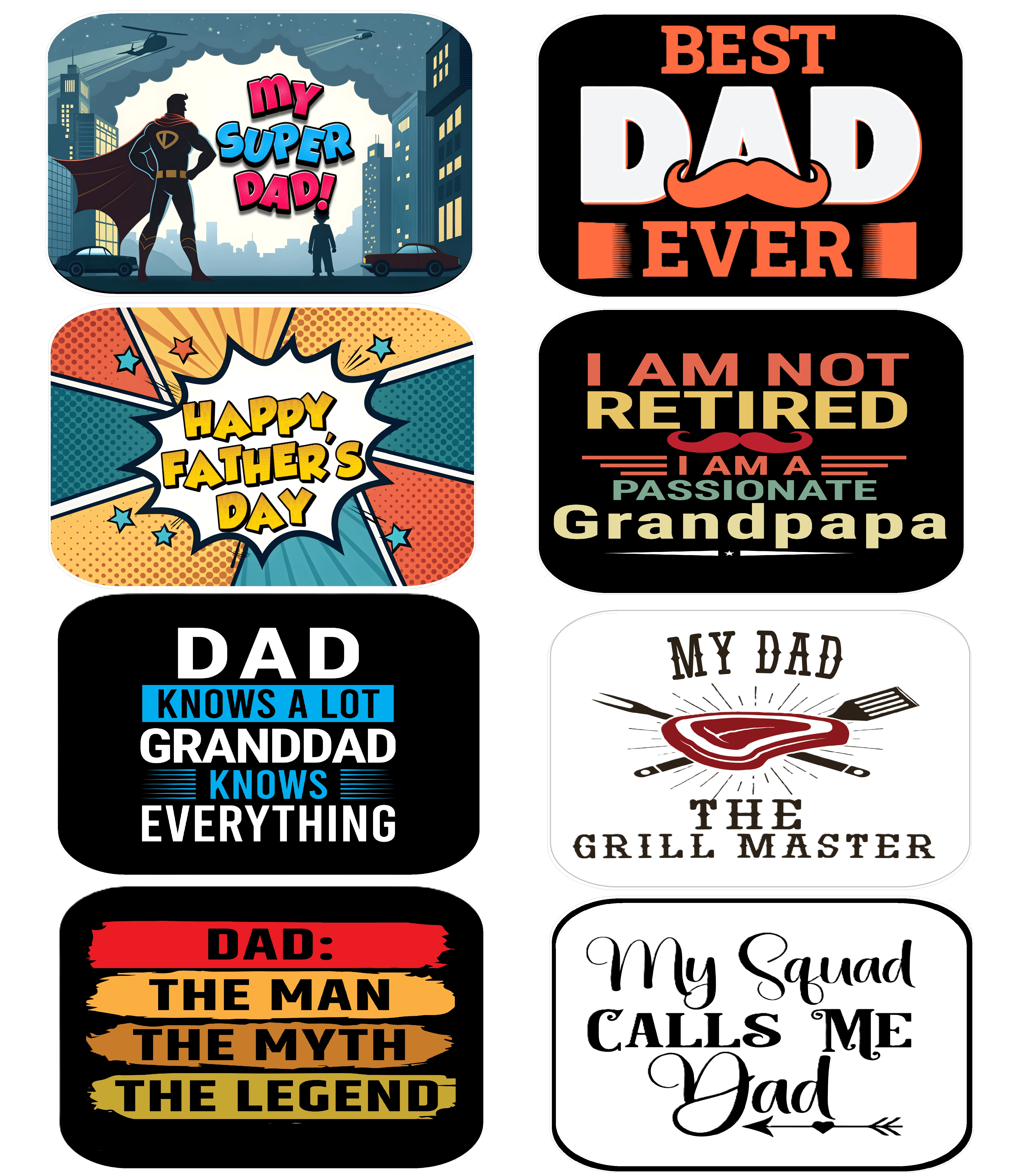Fathers Day Prop Set featuring colorful photo booth props celebrating dads with fun messages.