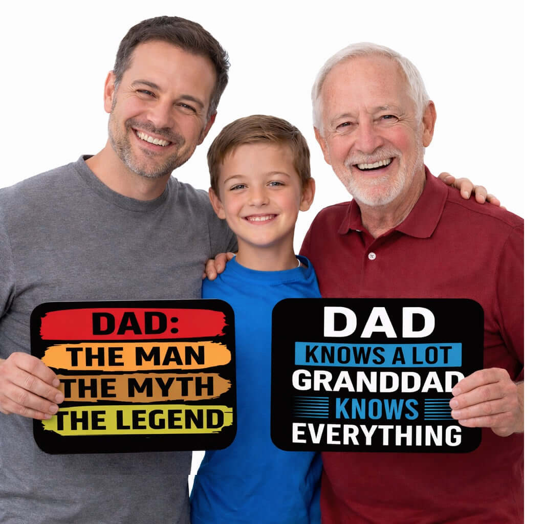 Fathers Day Prop Set - Colorful photo booth props with messages for Dad, Granddad; perfect for celebrations.