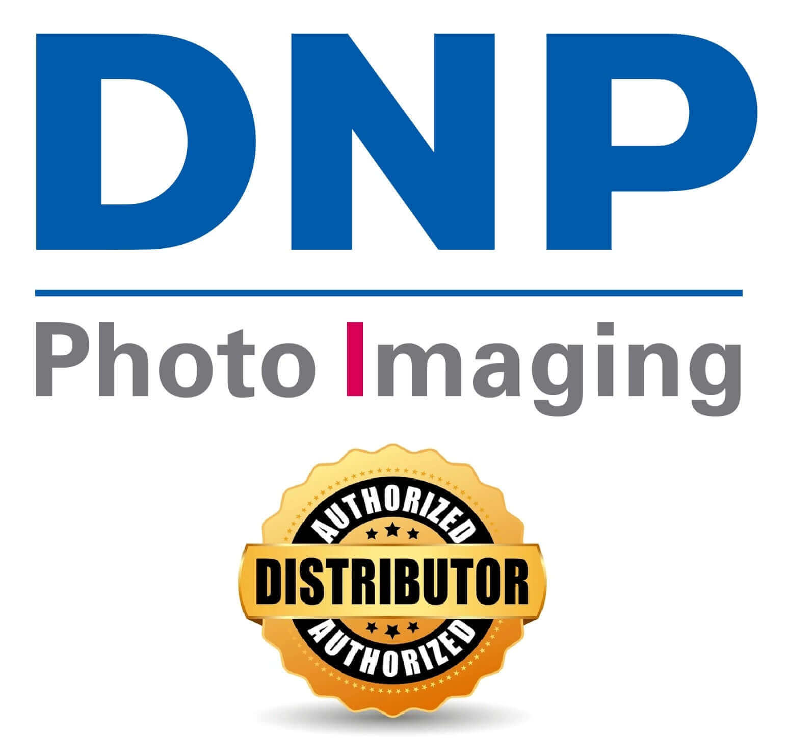 DNP Photo Imaging logo with Authorized Distributor badge, highlighting official partnership and credibility.
