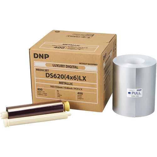 DNP DS620 4x6 Metallic Finish Luxury Media set with rolls, ideal for professional photography prints.