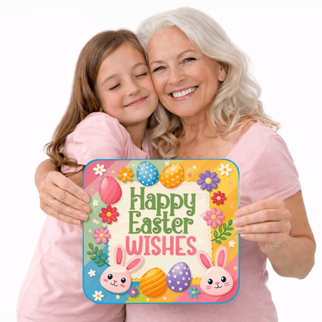 Easter Prop Set featuring colorful prop with "Happy Easter WISHES" sign, perfect for photo booth props.