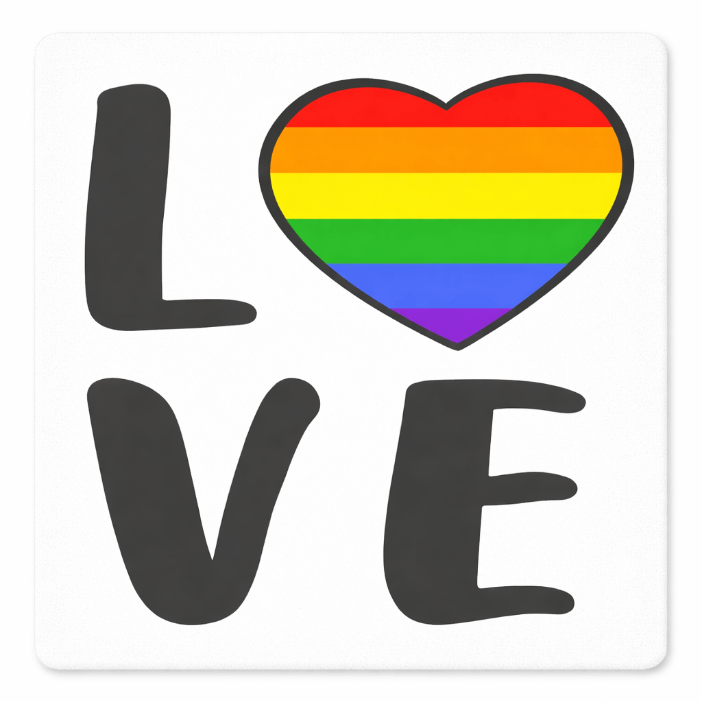 Pride Set - 5 Pieces photo booth prop featuring colorful love design with rainbow heart.