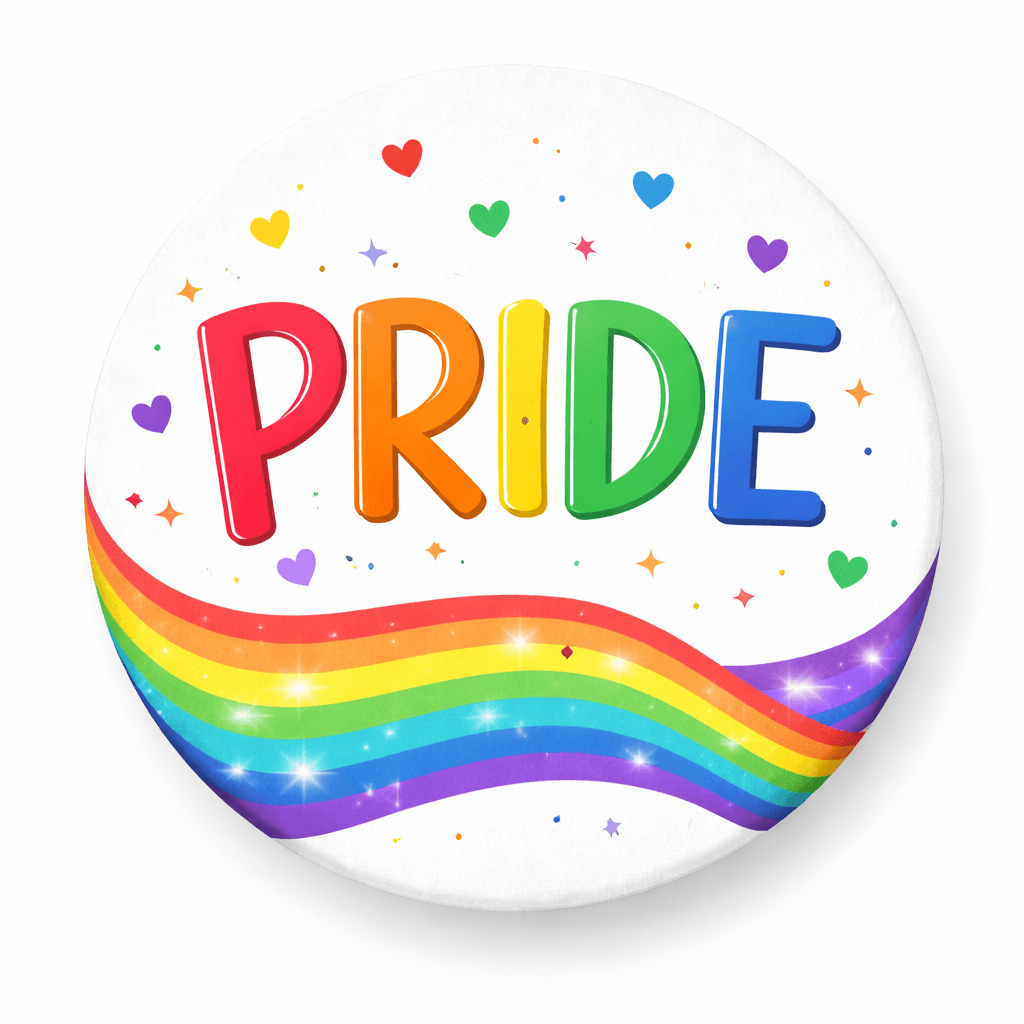 Pride Set - 5 Pieces photo booth props featuring colorful 'PRIDE' text and rainbow design.