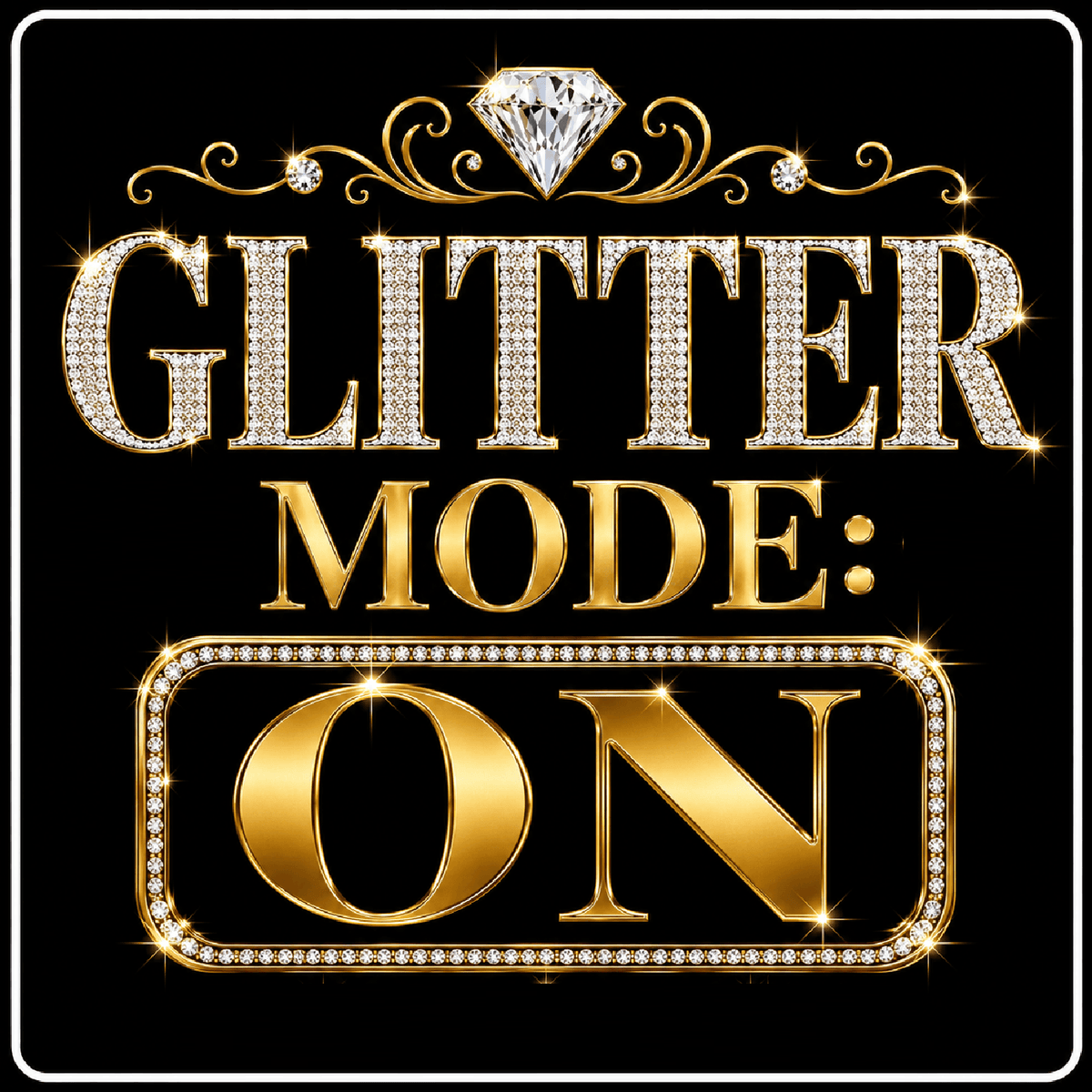 Glam Photo Booth Props – Black & Gold Double-Sided Party Prop Set with Glitter Mode: ON design