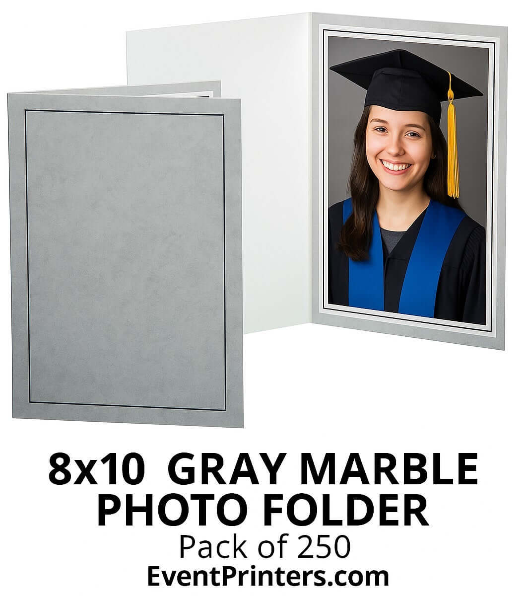 Gray Marble PF-20 8x10 Gray Photo Folder for graduation, wedding and events.