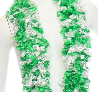 Green & White Featherless Boa – 72" Washable Photo Booth & Party Prop
