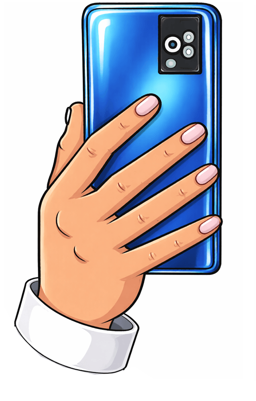 Big oversized hand Cell Phone with Pop Socket holder for fun photo booth props.