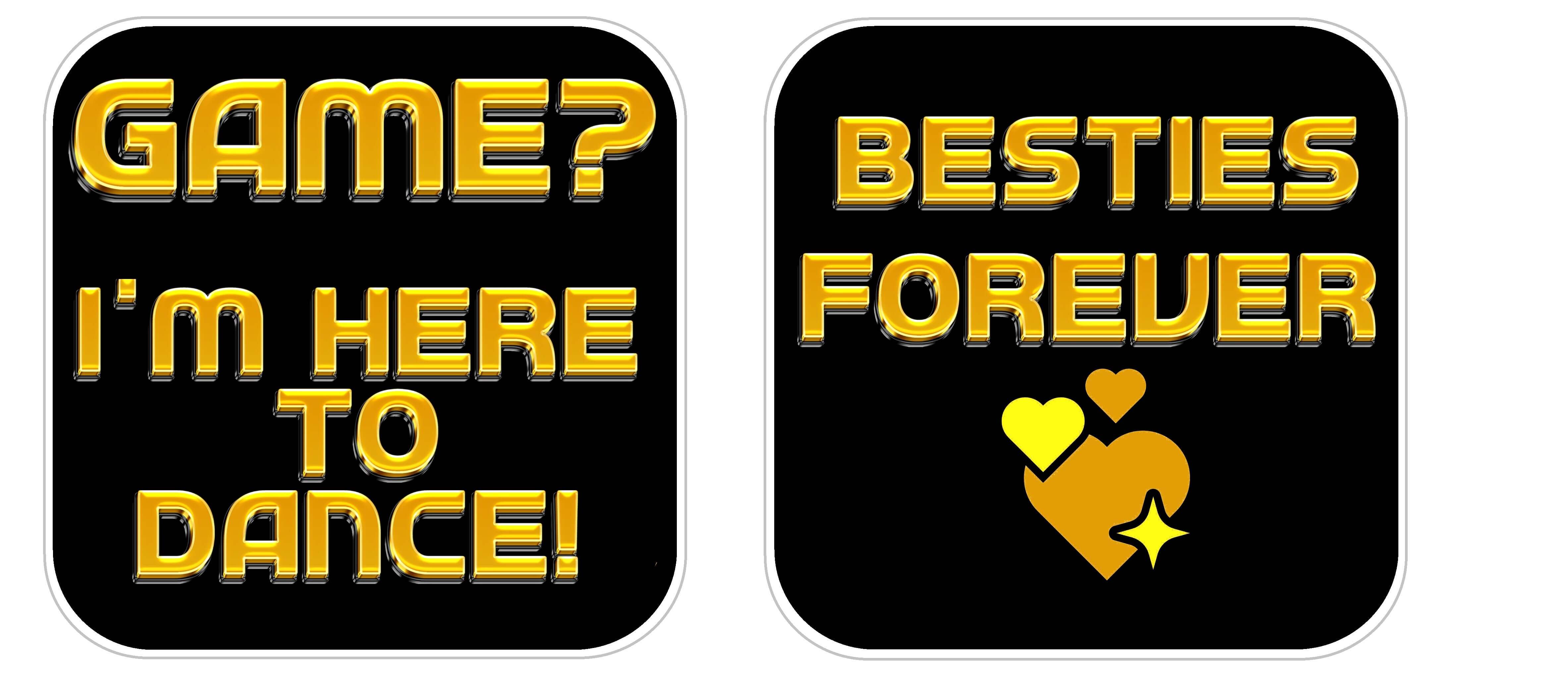 Homecoming Black and Gold Prop Set: elegant photo booth props with Game and Besties Forever designs.