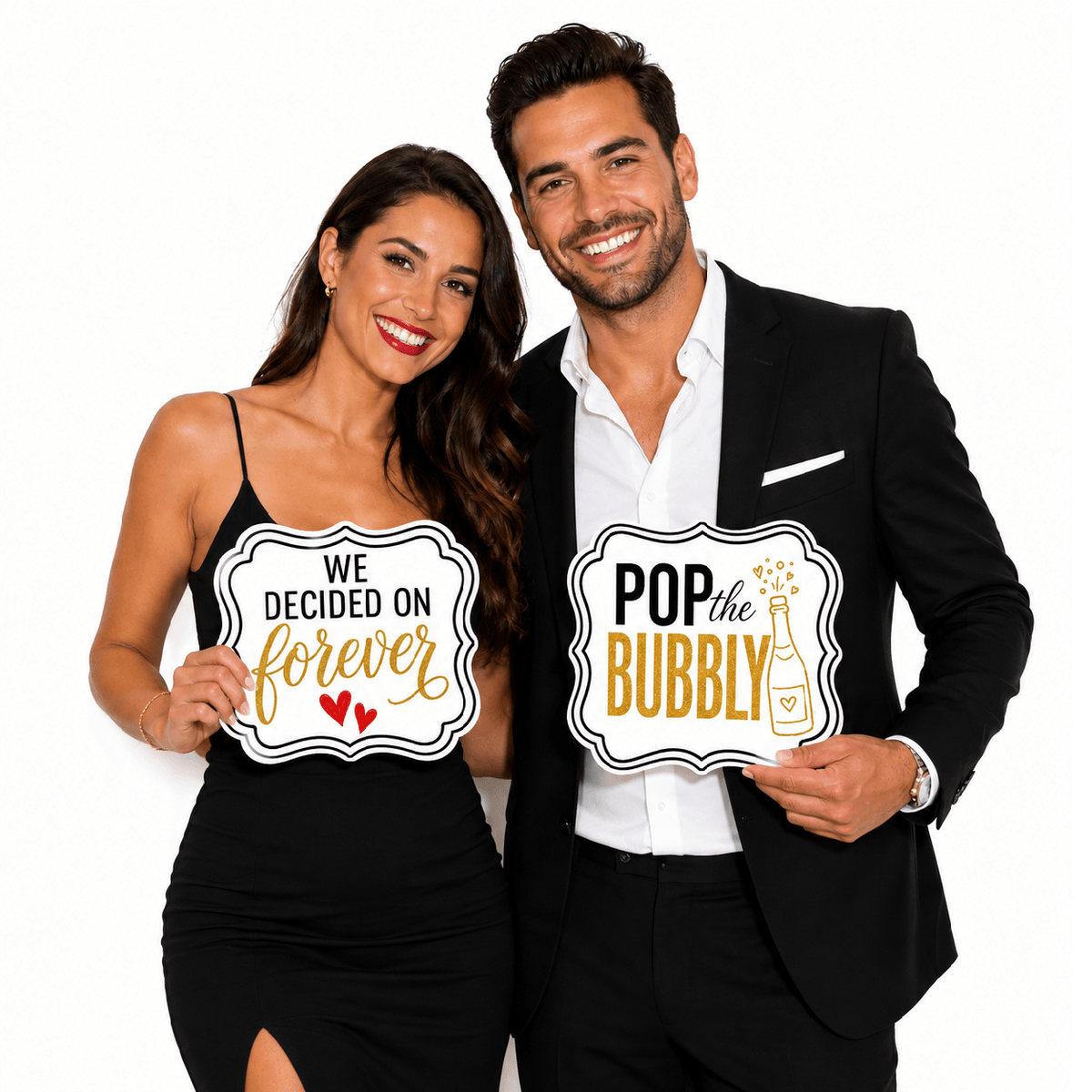 Elegant Engagement Photo Booth Props – 5 Piece Double-Sided Set