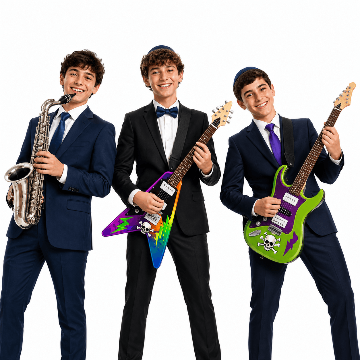 NEW Bigger Musical Instruments Photo Booth Props - Band collection featuring boys playing oversized colorful instruments.