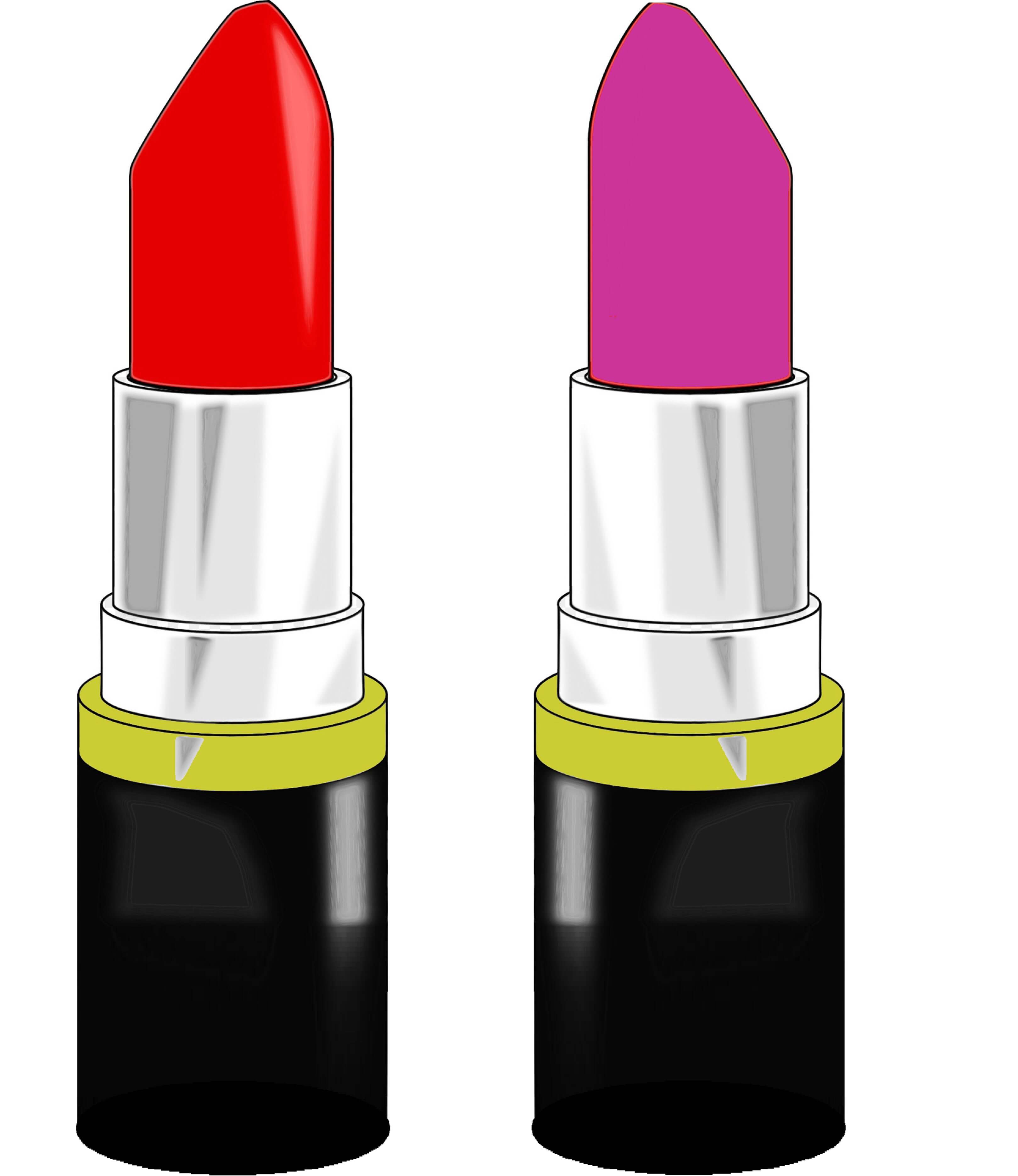 Colorful double-sided lipstick prop featuring vibrant red and pink shades, perfect for photo booth fun.