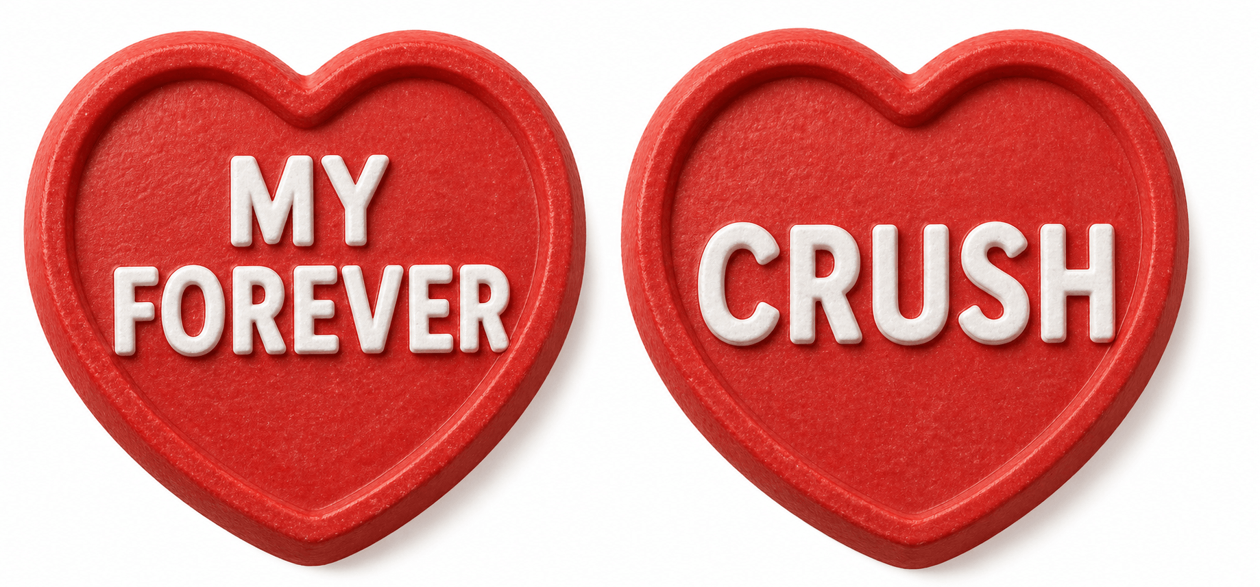 Ultimate hearts Wedding Set Photo Booth Props with red heart shaped designs, featuring "My Forever" and "Crush" sayings.