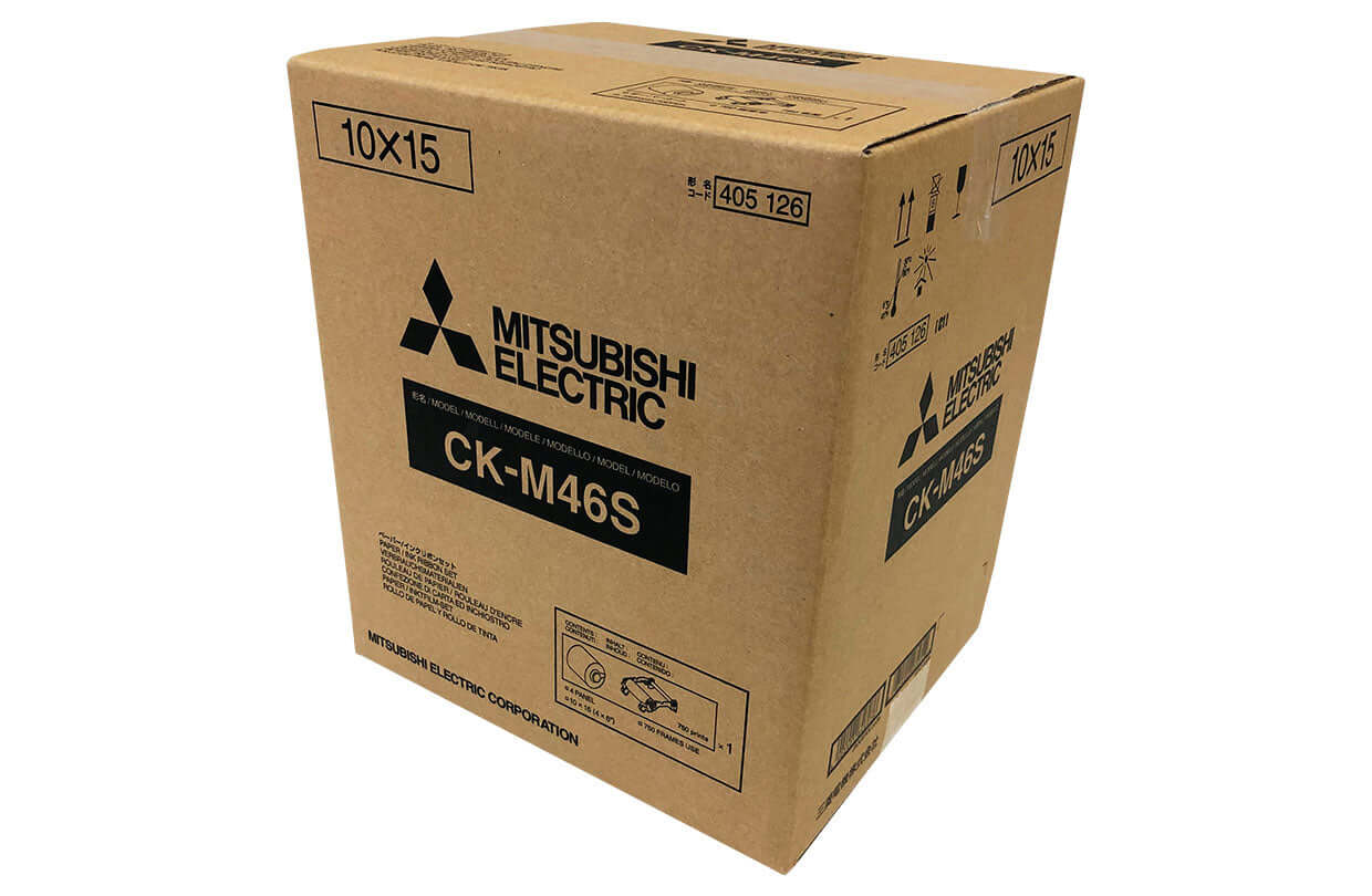Mitsubishi CK-M46S media kit box for CP-M1A printer, offers high-quality 4x6" photo prints.