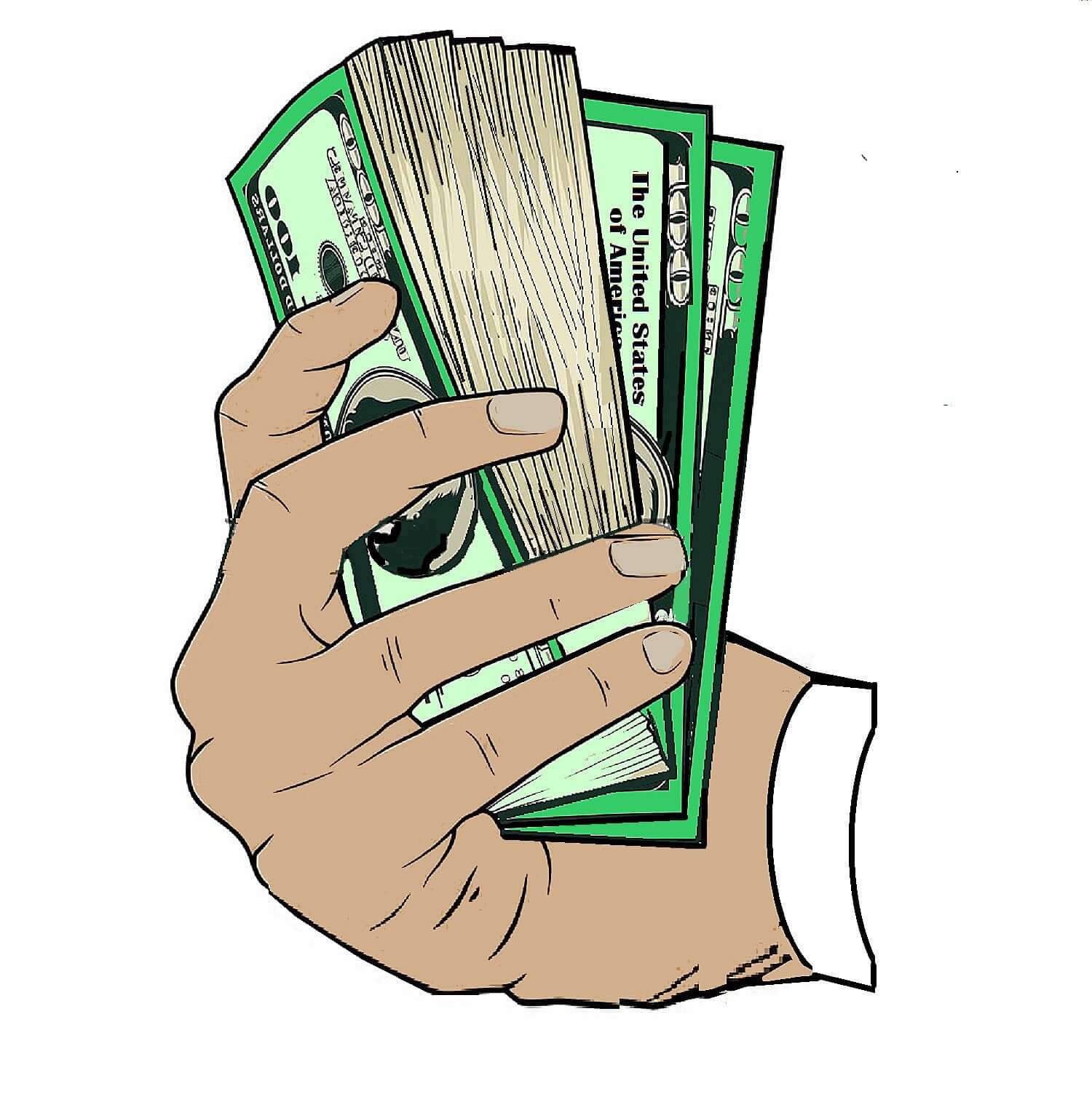 Big hand holding stacks of cash, perfect for photo booths and fun props. 15" PopSocket included for easy grip.