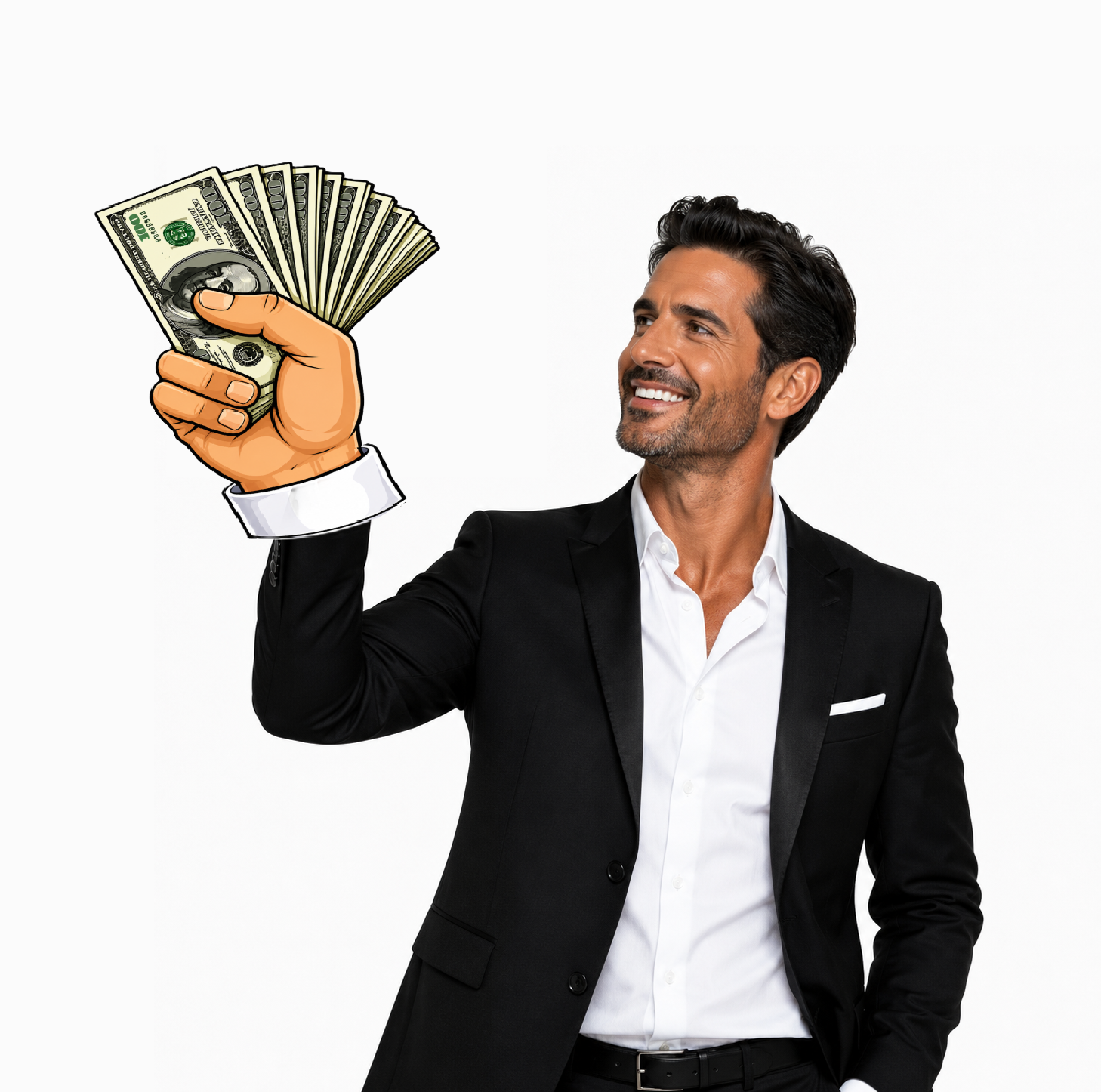 Oversized Money Hand Photo Booth Prop with Pop Socket – 15" PVC
