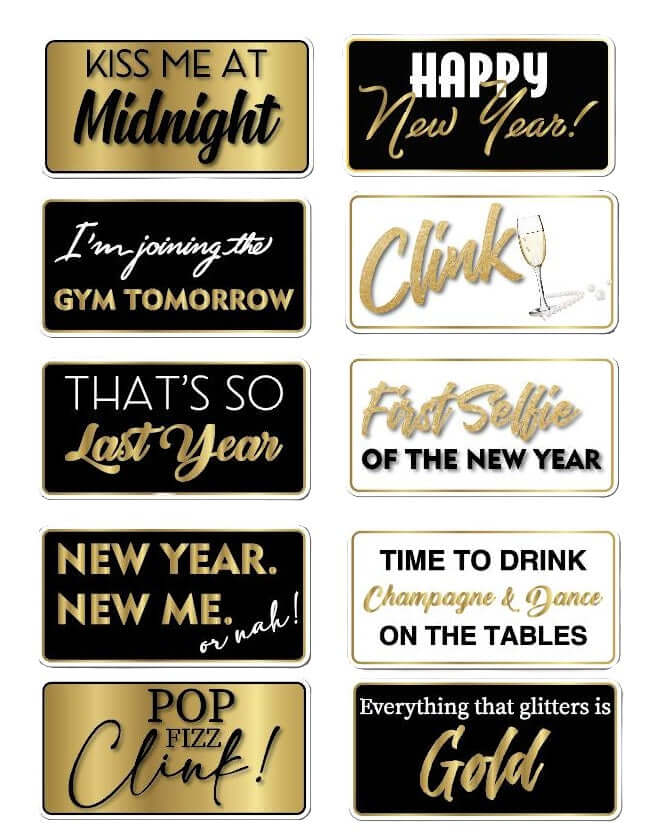 New Years Celebration - Photo Booth Prop Set (5 pieces)