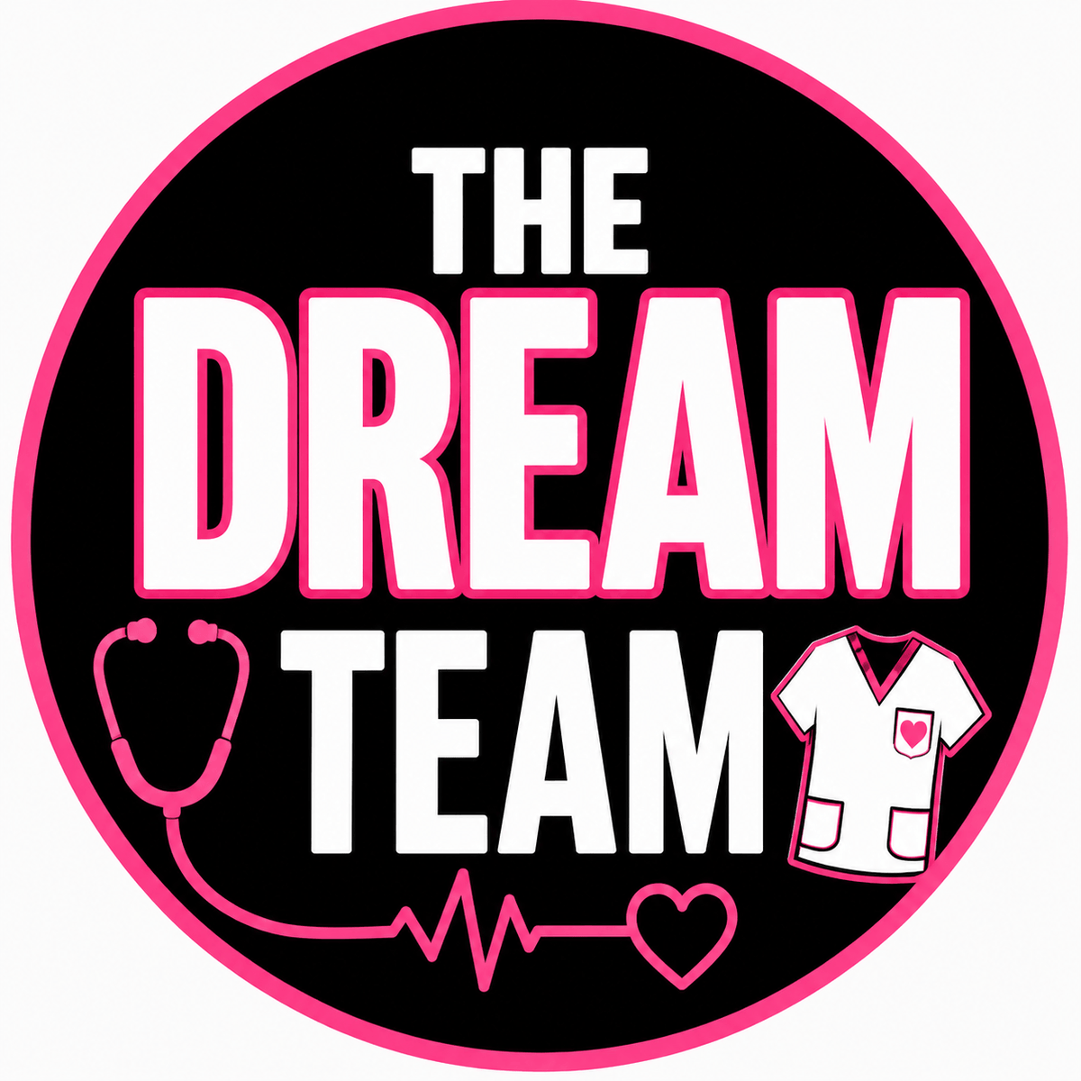 Nurse Photo Booth Props – 5 Double-Sided Healthcare Party Props featuring 'THE DREAM TEAM' artwork with stethoscope.