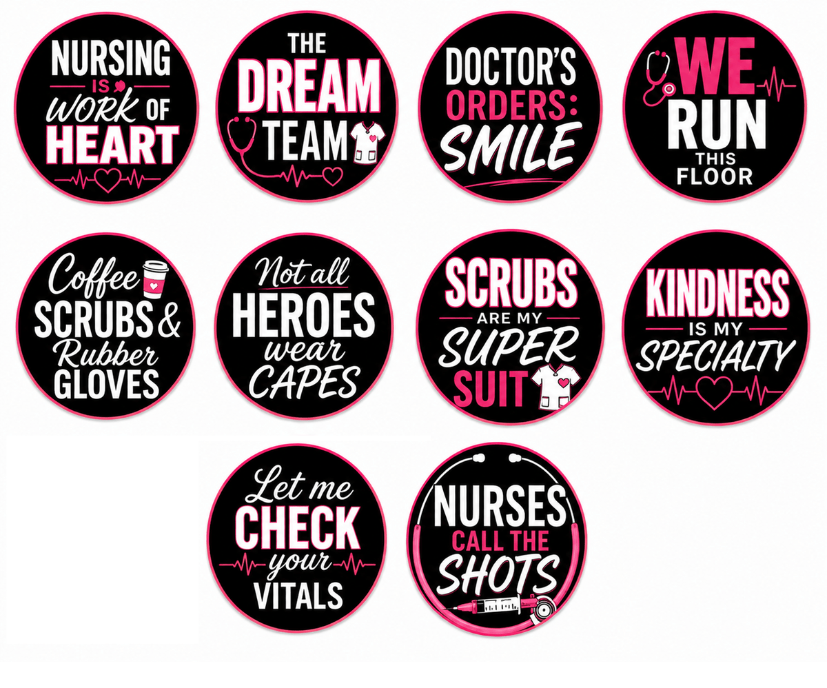 Nurse Photo Booth Props – 5 Double-Sided Healthcare PVC Party Props