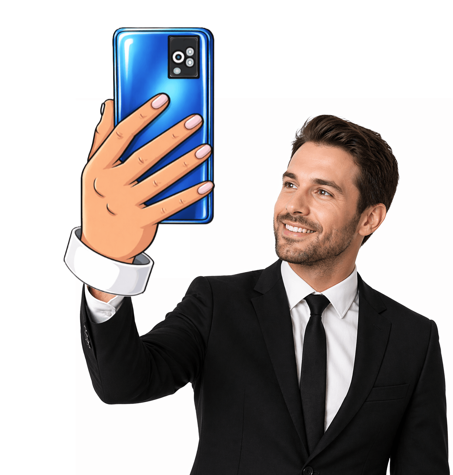 Big oversized hand Cell Phone with Pop Socket holder used as photo booth props