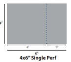 Illustration of a 4x6 inch single perforation print design for coupons or cards.