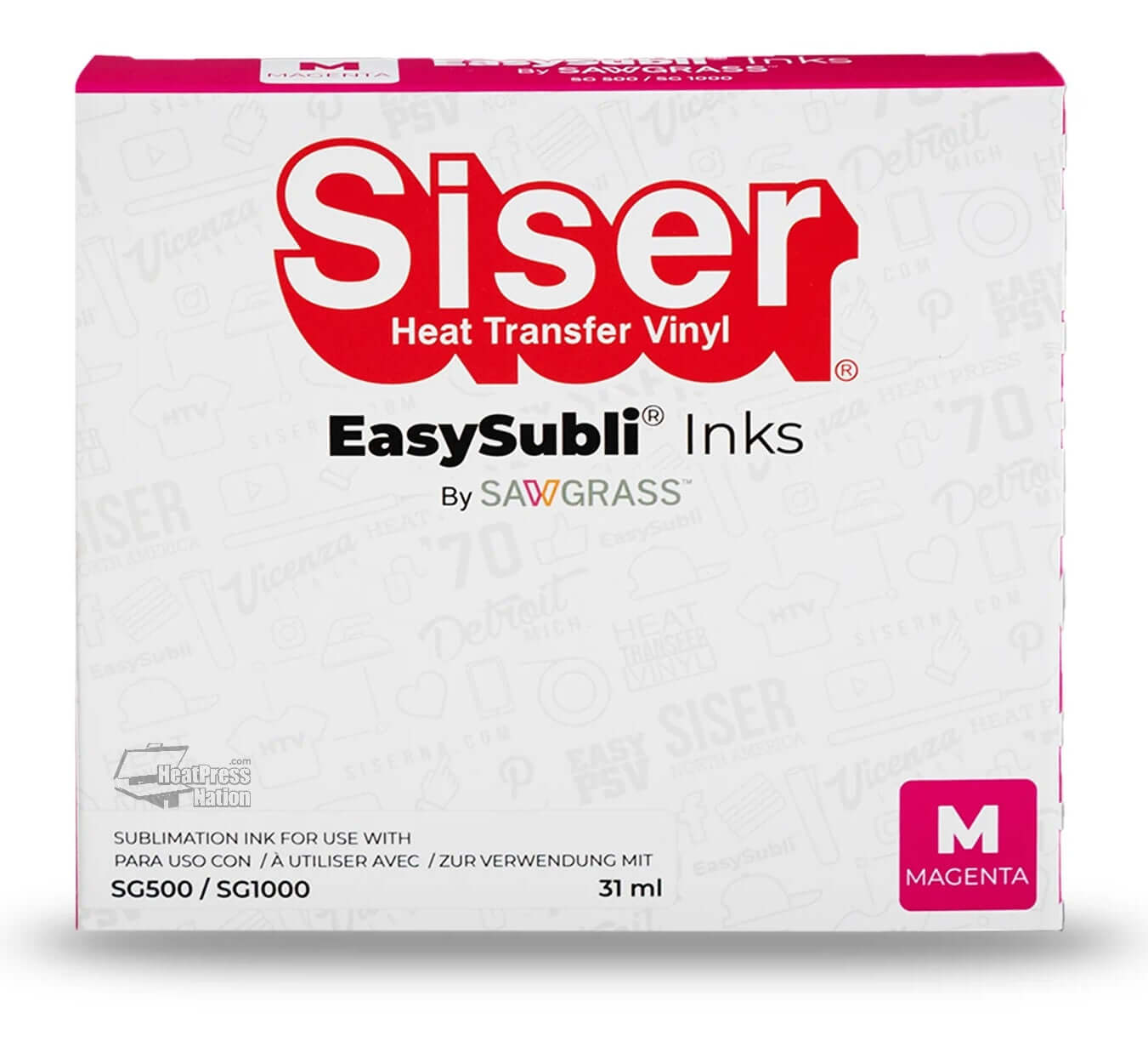 Siser EasySubli UHD Magenta ink cartridge for Sawgrass SG500 SG1000, 31ml, enhance sublimation printing.