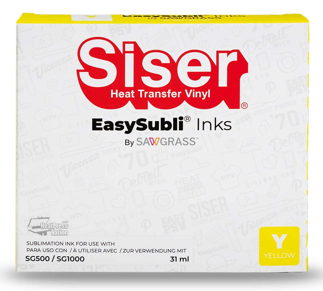 Siser EasySubli UHD Yellow Ink Cartridge for Sawgrass SG500 SG1000, 31ml for vibrant sublimation printing