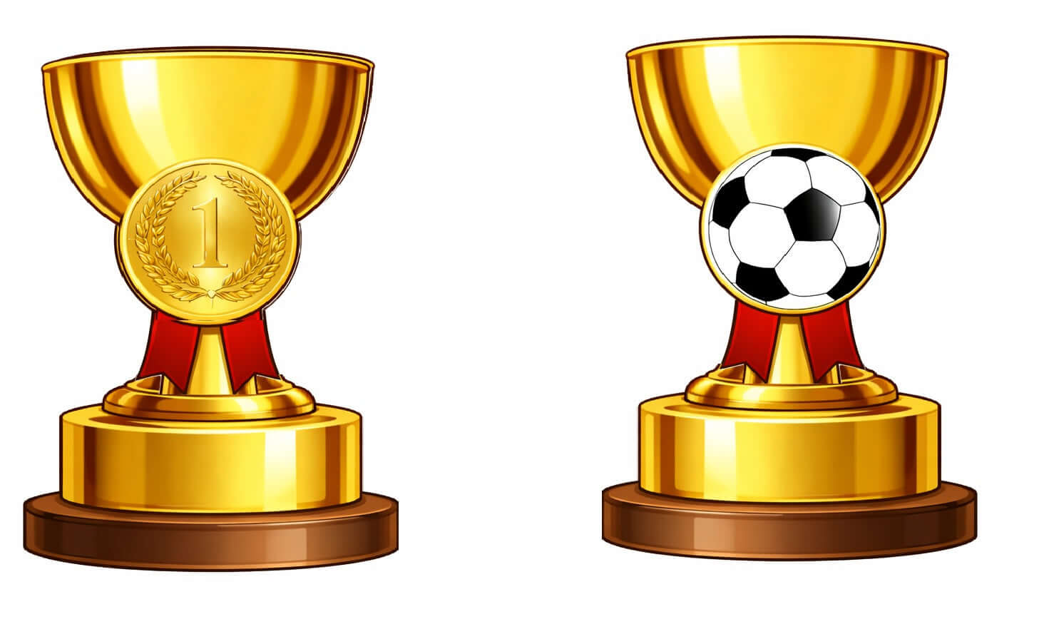 Soccer prop set featuring vibrant gold trophies with soccer ball designs, ideal photo booth props for parties.