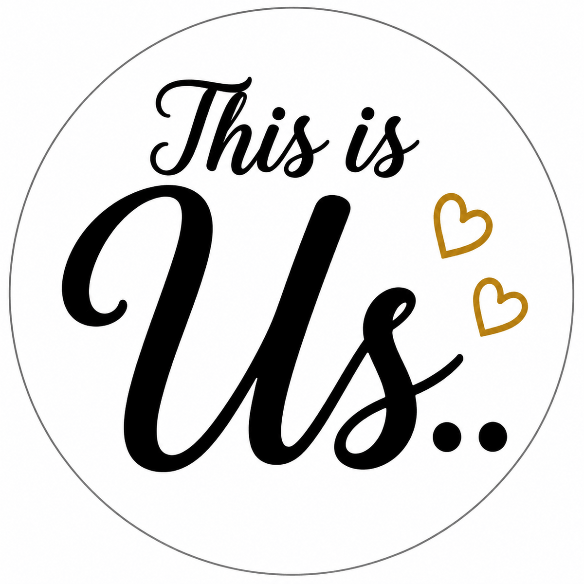 White, Black & Gold Wedding Photo Booth Props – 5 Double-Sided PVC Signs featuring 'This is Us' design.
