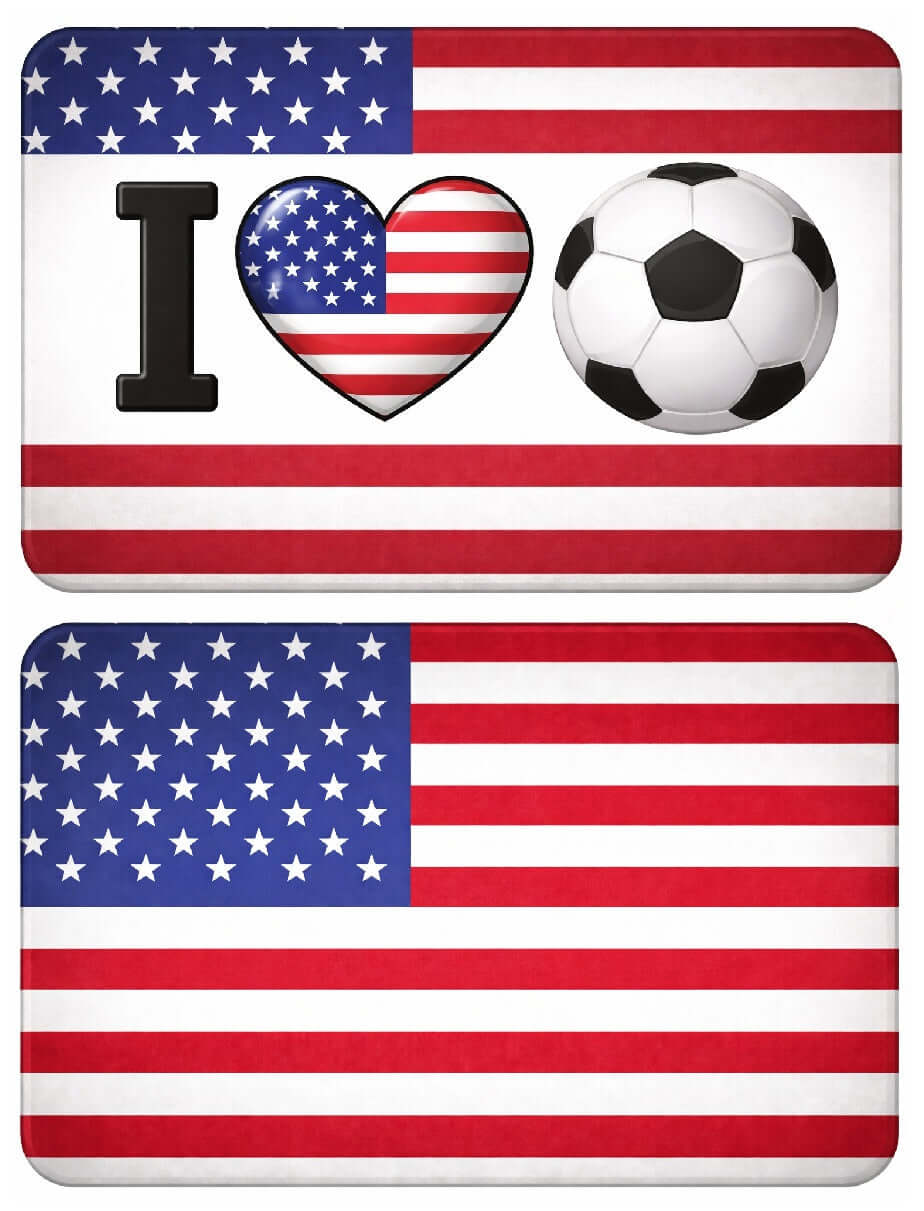 Soccer USA photo booth props featuring a soccer ball and American flag design, double-sided and high quality.